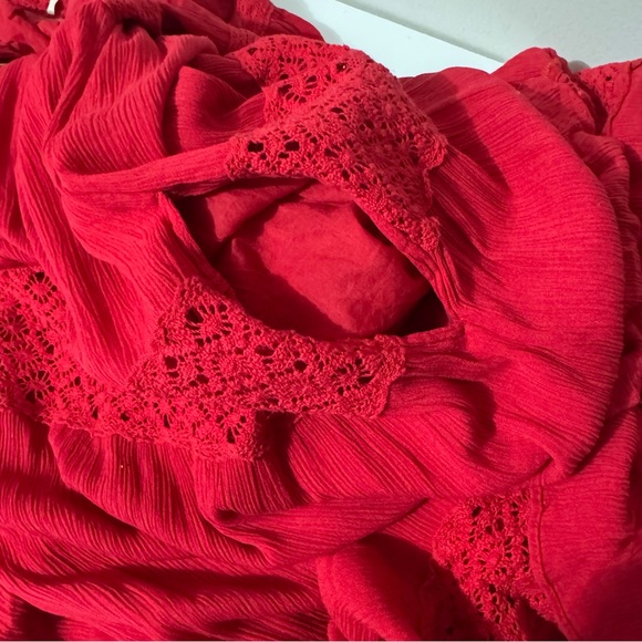 Free People bohemian whimsy fairy flowing oversized  Red Maxi Dress small - Picture 9 of 10